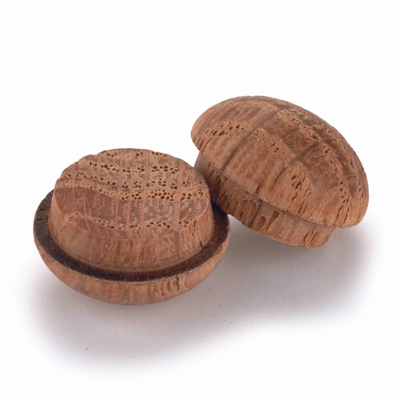 Button Top Screw Hole Plug - Diameter:1/2" - Species:Oak - Pieces:12-Piece